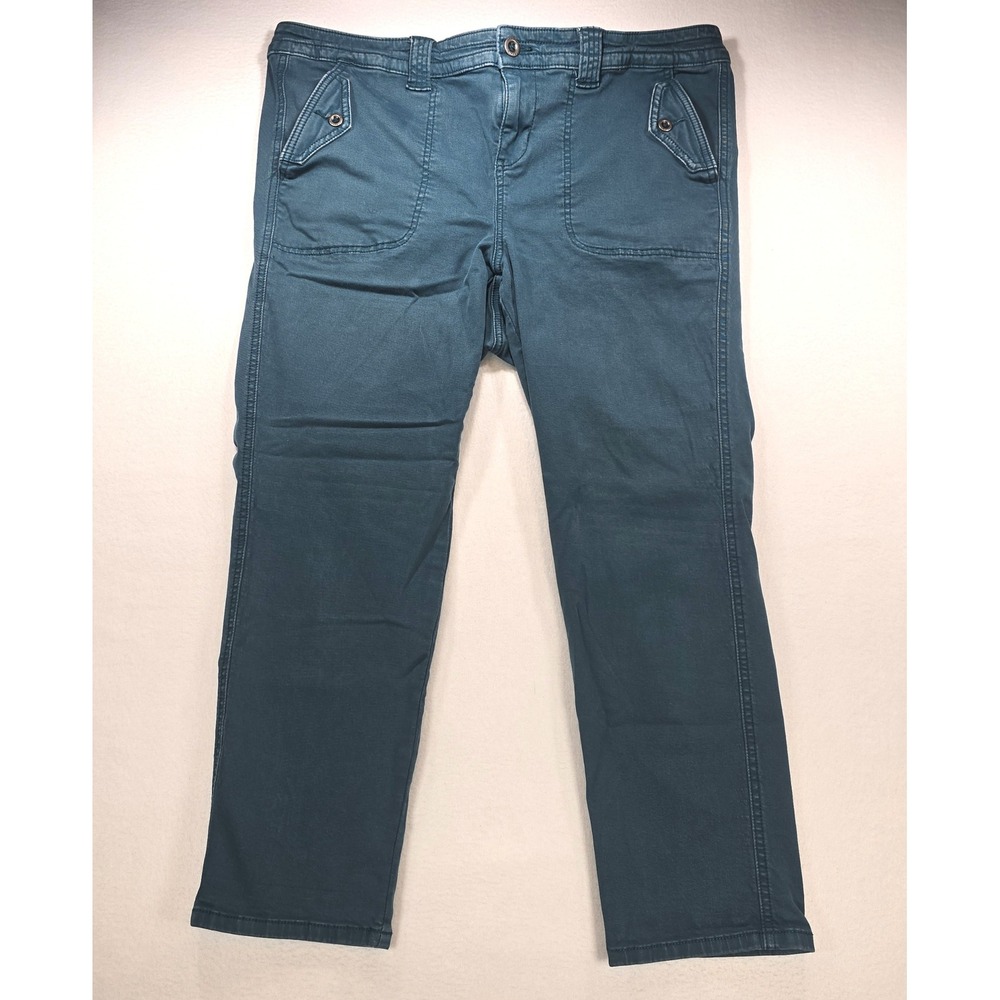 Torrid Womens 18 Teal Blue Utility Straight Leg Stretch‎ Cotton Pants Mid Rise